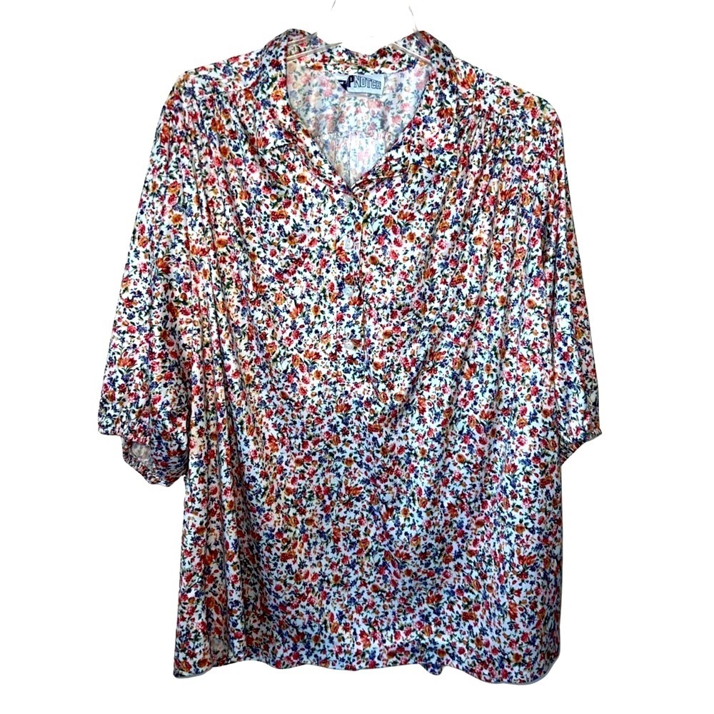 Vintage Top Notch Floral Button Front Shirt Size 24w